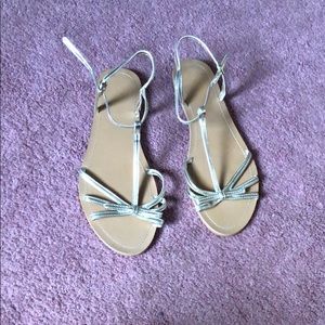 Gold bow sandals
